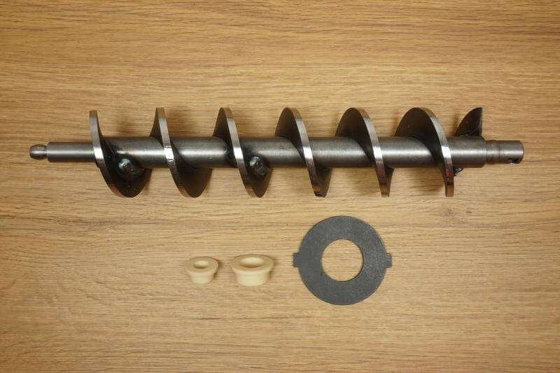 Foerderschnecke mit Kunststofflagern und Zentrierplatte