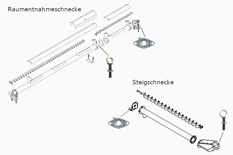 Lager-Set Steig- und Raumentnahmeschnecke Zeichnung